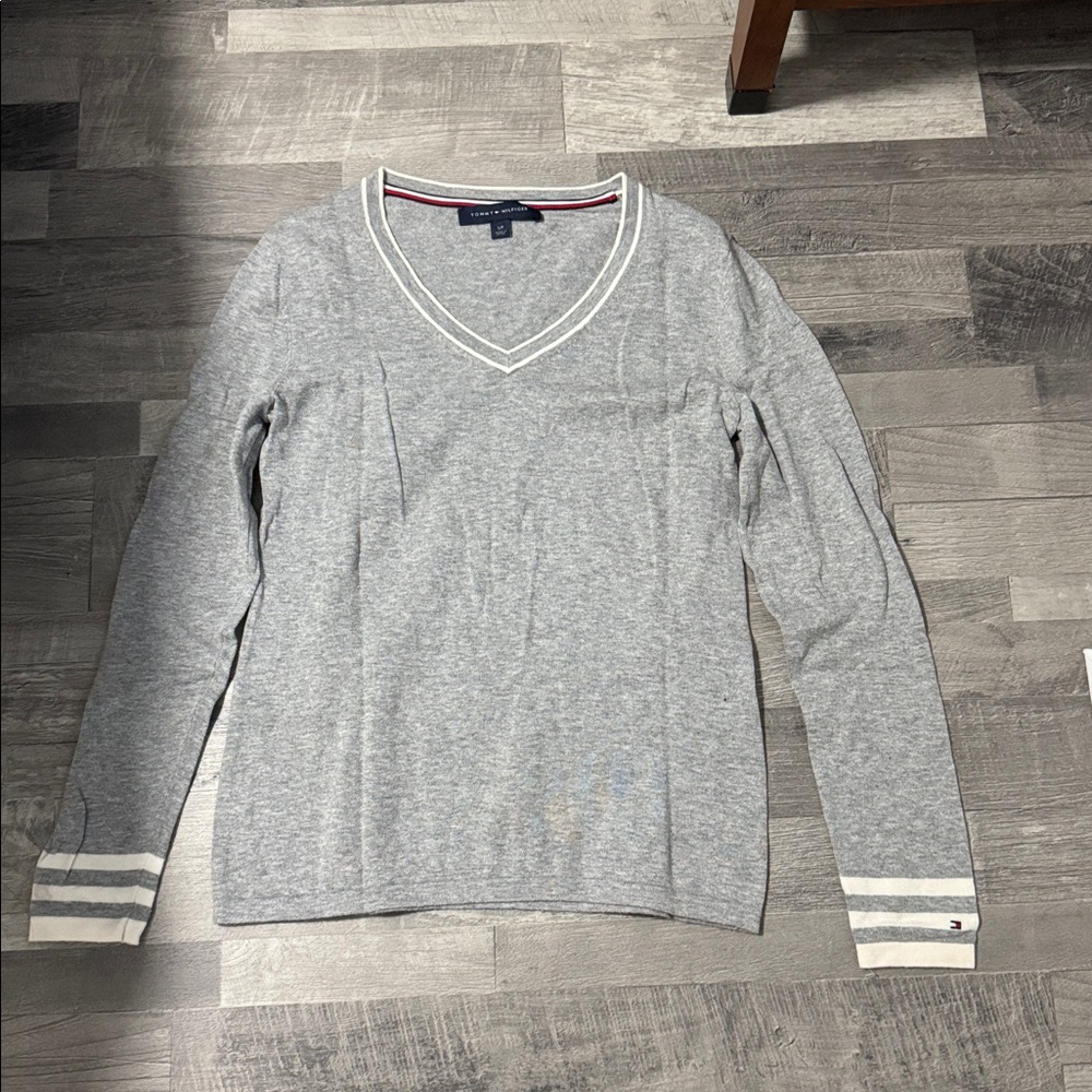 Tommy Hilfiger Gray V-Neck Sweater